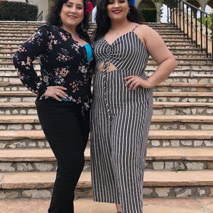 Navy and White Stripe Romper